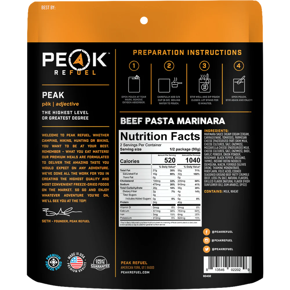 Peak ReFuel Beef Pasta Marinara|15648