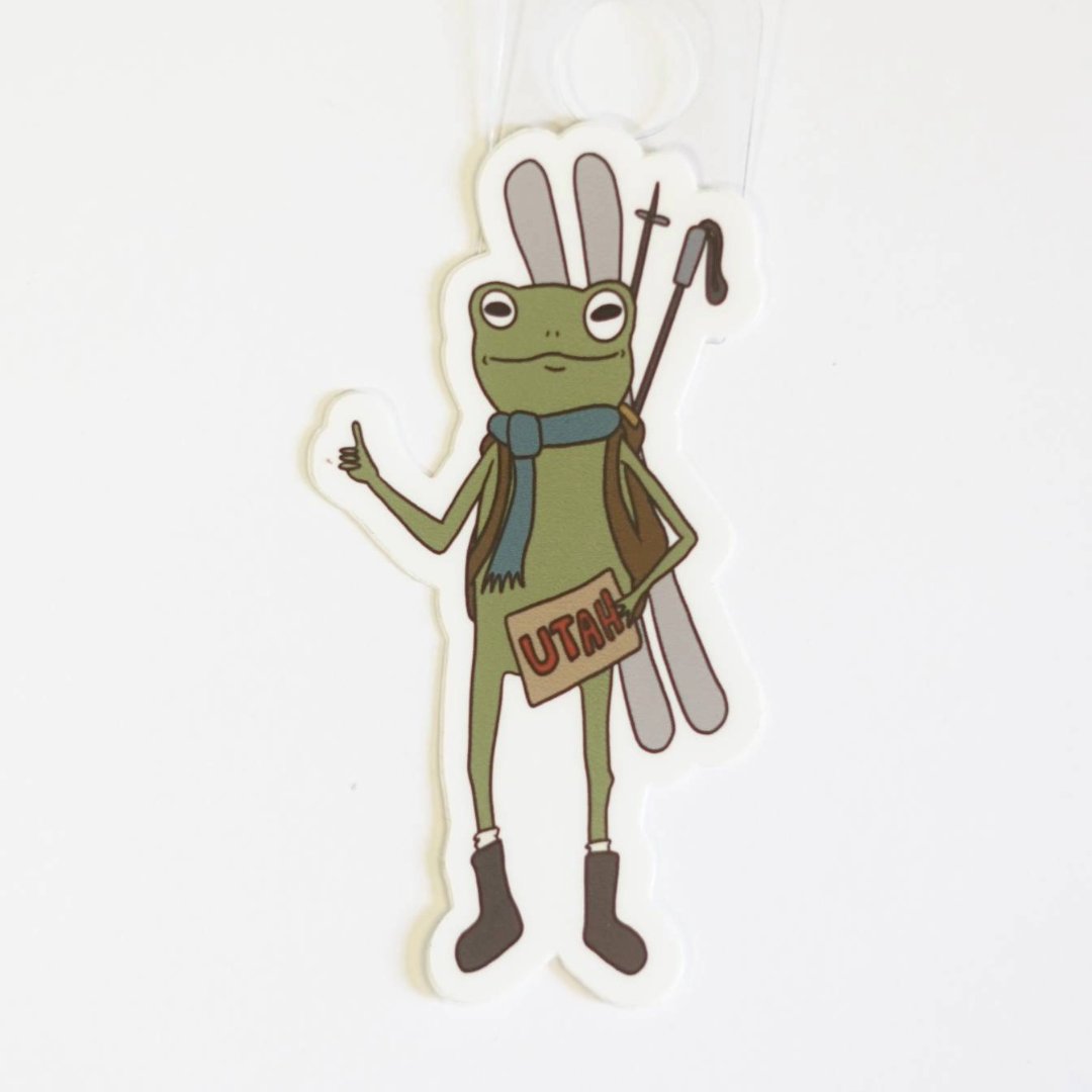 Frog Ski Hitchhiker Sticker