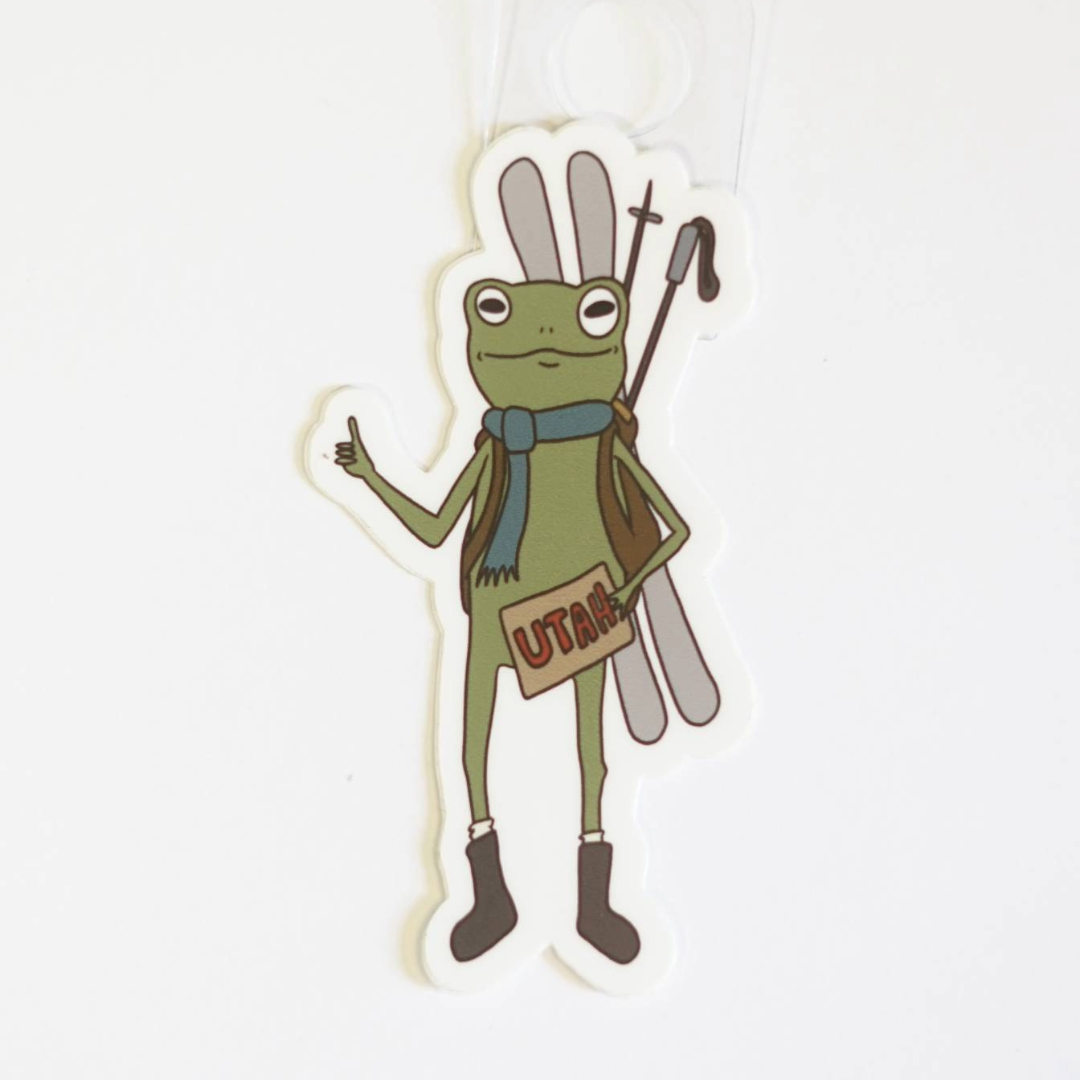 Frog Ski Hitchhiker Sticker